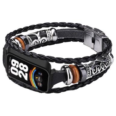 GS Kožna narukvica za Xiaomi Smart Band 9 Active/Redmi Band 3, crna