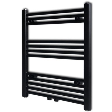 Kupaonski radijator za ručnike s prečkama, ravni, 600 x 764 mm, crni