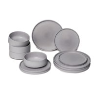 BONAMI SELECTION 12-dijelni set sivog posuđa od kamenine Malia