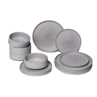 BONAMI SELECTION 12-dijelni set sivog posuđa od kamenine Malia