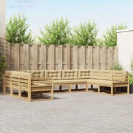 Set vanjskih sofa s jastukom, 9 pcs, bijela i bež