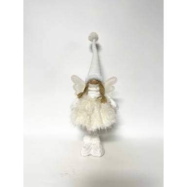 Božićni ukras stajaći anđeo s LED svjetlom, 50 cm, bijela