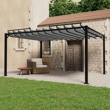 Sjenica s rešetkastim krovom 3x4 m, tkanina i aluminij, antracit