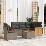 6-dijelni set vrtnih sofa od poliratana s jastucima sivi
