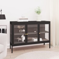 Komoda crna 105 x 35 x 70 cm od čelika i stakla