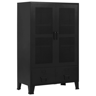 Uredski ormarić s mrežastim vratima crni 75x40x120 cm čelični