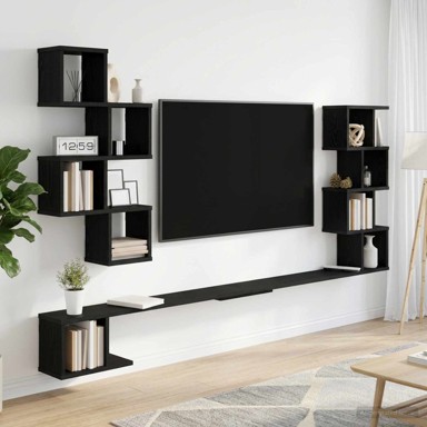 TV zidna polica 200 x 15 x 94 cm, crni hrast