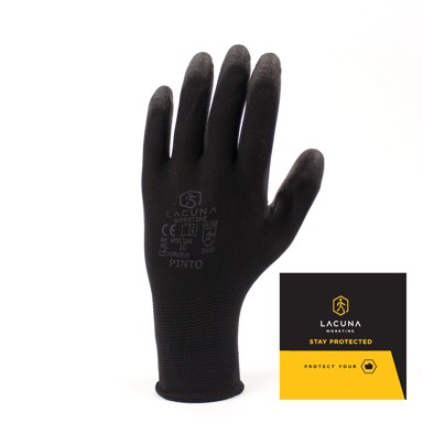LACUNA Zaštitne rukavice Pinto sa PU premazom, crne, vel. 11