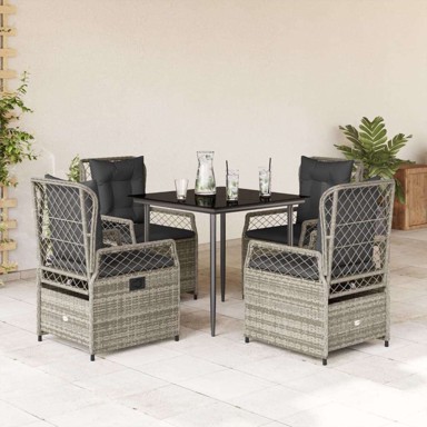 Vrtna garnitura, 5-dijelni set od poliratana, 80 x 80 x 74 cm, siva