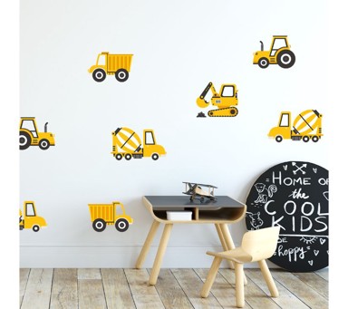 PASTELOWE Zidne naljepnice Građevinska vozila, žuta