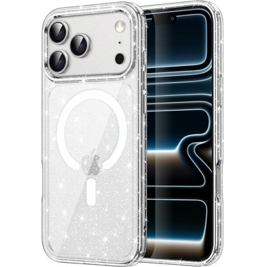 Futrola za Apple iPhone 17 Pro, MagSafe, šljokice, prozirna
