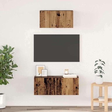 Set TV stalka s policom zidni ostalo s pohranom s vratima, 2 kom, 80 x 30 x 30 cm, staro drvo