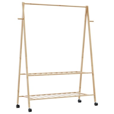 Stalak za odjeću s policama i kotačima 132x45,5x155,5cm bambusa