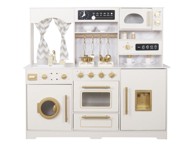 ELINELI Dječja drvena kuhinja sa zvukovima i vodom, krem s prozorom