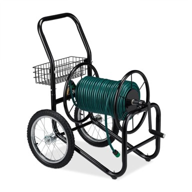 NORTHIX Kolut za vrtno crijevo, s ručnom radilicom, 90 m, crni