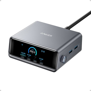 ANKER Kućni punjač, GaN Prime 250W, 4xUSB-C, 2xUSB-A, PowerIQ 3.0