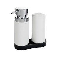 WENKOO Set s dva bijela spremnika za deterdžente s podmetačem, 250 ml