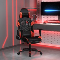 Gaming stolica od umjetne kože s osloncem za noge crna i crvena