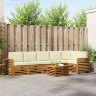 Set sofa 7 kom čvrsto drvo akacije, prirodna i krem