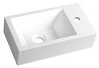 SAPHO AMAROK Umivaonik, 40x22 cm, mali, baterija desno, lijevani mramor, bijela