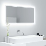 LED kupaonsko ogledalo visoki sjaj bijelo 90x8,5x37 cm iverica