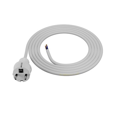 Priključni kabel s ravnim utikačem 1,5 m 3 x 1,5 16 A IP44, bijeli