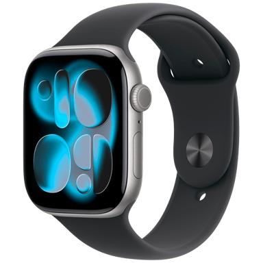 APPLE Watch Series 11 5G, 46mm, siva, crna silikonska narukvica, M/L