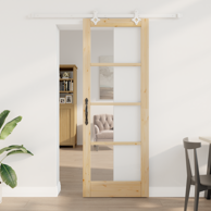 Klizna vrata s hardverskim setom 78x211 cm od čvrstog drva bora