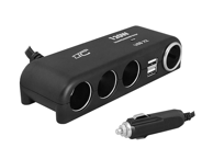 LTC Auto punjač 4 utičnice 120W + 2xUSB 1.2A 12/24V, crna