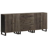 Komoda od 3 komada crna 60x33x75 cm puno drvo mango