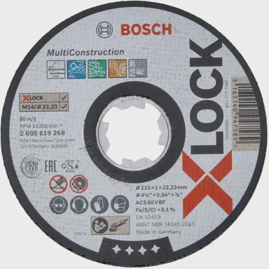 BOSCH Rezna ploča X-Lock Rapido Multi Material, ravna, 115 mm (115 × 1 × 22.23 mm)