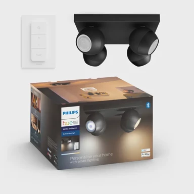PHILIPS Hue reflektor Buckram, 4x5 W, 230 V, crna