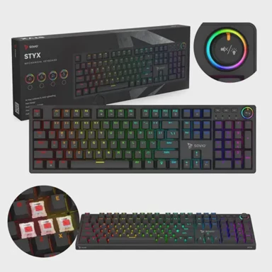 SAVIO Mehanička tipkovnica Styx, Outemu Red, RGB, Hot Swap