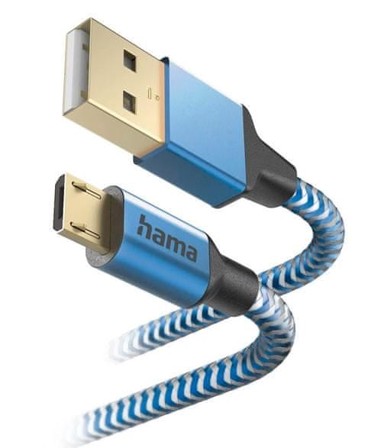 HAMA USB-A – MicroUSB kabel, 1,5 m, plavi