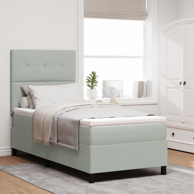 Box Spring krevet s madracem, svjetlosivi, 80x200 cm, baršun