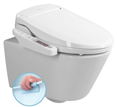 SAPHO WC školjka AVVA, rimless, elektronički bide, LED, 35.5x53 cm, bijela