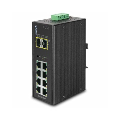 PLANET Switch PLT-IGS-10020MT, industrijski, 10-portni, 8x 1GbE RJ45, 2x 100/1000X SFP, Managed, -40 do 75°C
