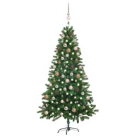Božićno drvce umjetno osvijetljeno s kuglicama, zeleno, ruže, 180 x 90 cm, 61 rose gold kuglica