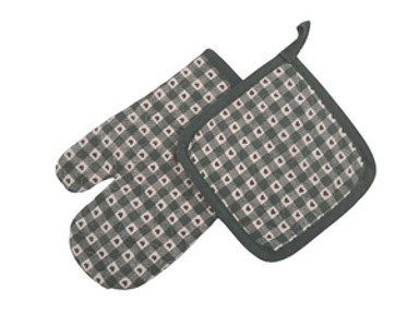 ESSENZA COOK Set za kuhinju dezen 2/1, rukavica/podmetač, 17x27/18x18cm, zeleni karo