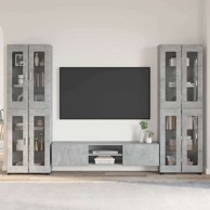 Set TV komoda s ladicama od konstruiranog drva, betonski sivi