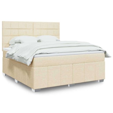 Boxspring krevet s oprugama i madracem, 180x200 cm, krem