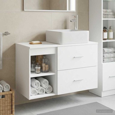 Set namještaja za kupaonicu, 2 kom, konstruirano drvo, bijela