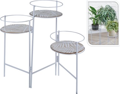 Metalni stalak za tri tegle, bijeli, 66x22x49 cm