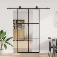 Klizna vrata s priborom od ESG stakla 102x205 cm crna