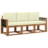 Set vanjskih sofa s jastukom, 3-dijelni, krem