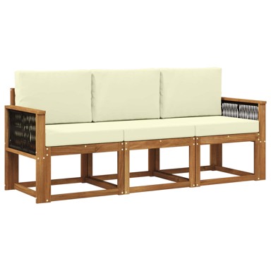 Set vanjskih sofa s jastukom, 3-dijelni, krem