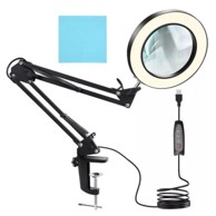 LED lampa s povećalom, USB, 10 razina svjetla, 3 boje, leća x3