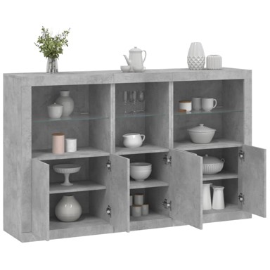 Komoda s LED svjetlima siva boja betona 162 x 37 x 100 cm