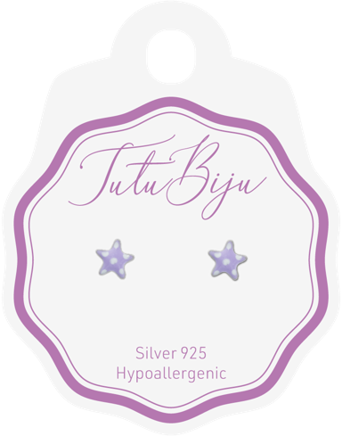 TUTU BIJU Naušnice Star 6.0 mm, silver lilac, TST60S005