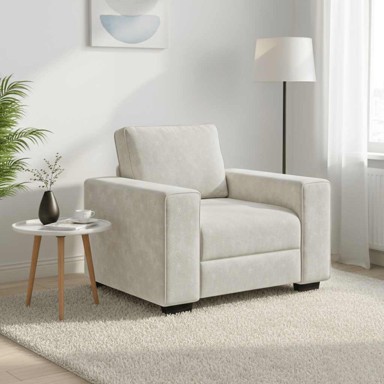 Sofa fotelja 100 x 77 x 82 cm, baršunasta, krem